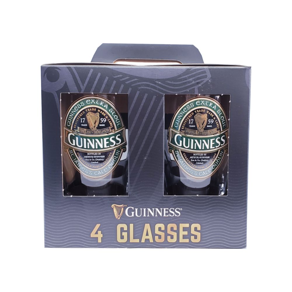 Guinness Set of 2 Embossed 20oz Pint Glasses in Gift Packaging