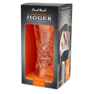 Final Touch Yarai Glass Double Jigger with Etched Japanese Design