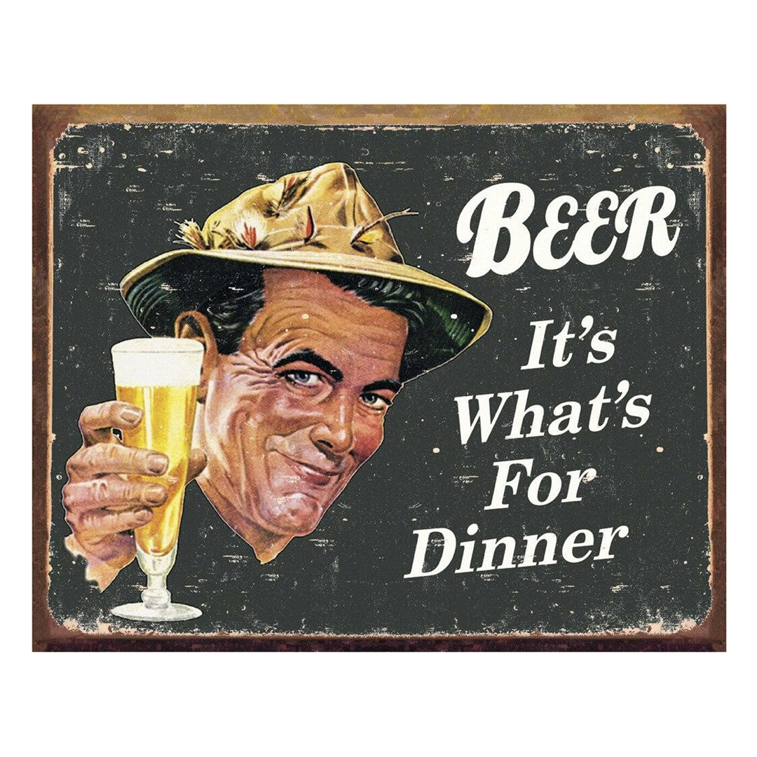 Beer It's What's for Dinner Tin Sign