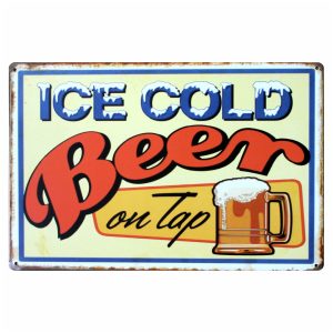 Ice Cold Beer On Tap Tin Sign - Image 1