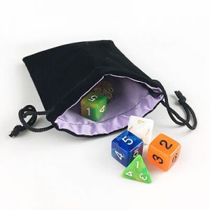 Black Velvet Dice Bag With Coloured Lining (Assorted Colours) - Image 3