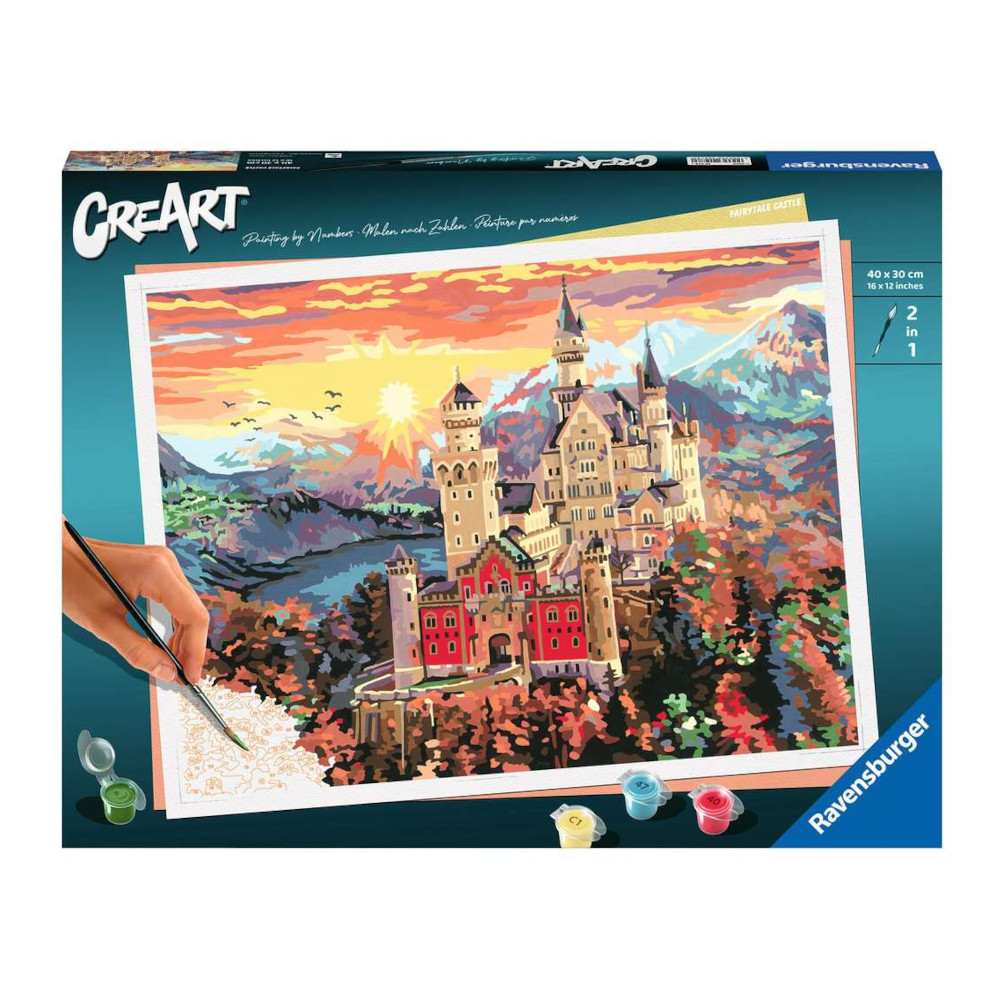 Ravensburger CreArt River Cottage Paint by Numbers Kit for Adults -  Painting Arts and Crafts for Ages 14 and Up