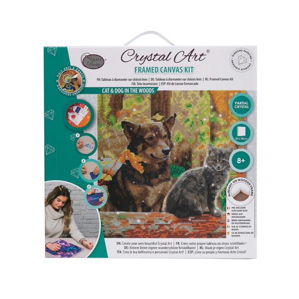 Craft Buddy Cat and Dog in the Woods Medium Crystal Art Kit