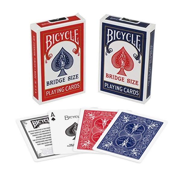  Bicycle Large Print Playing Cards, Bridge Size Playing Cards,  Large Print Playing Cards for Seniors, 1 Deck, Red & Blue, Color May Vary :  Deck Of Cards Large Print 