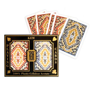 Copag Legacy 4-Color 100% Plastic Playing Cards - Standard Size (Poker)  Regular Index Blue/Red Double Deck