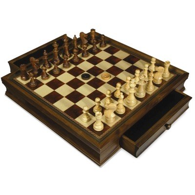 20in Walnut Chess Set with Drawers