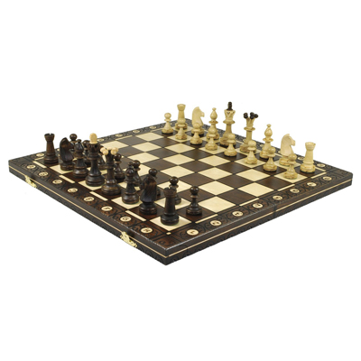 Wegiel Consul 19in Wooden Chess Set - Brown