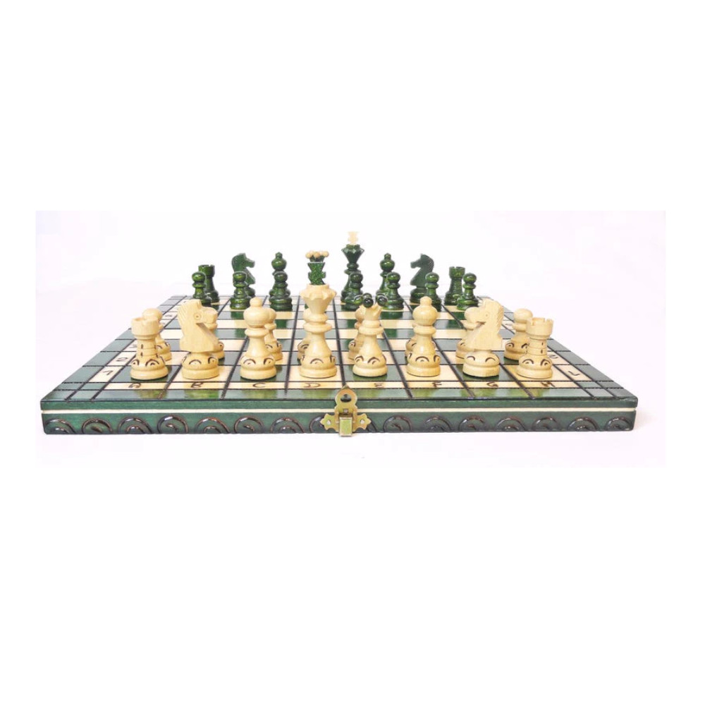 Wegiel Consul 19in Wooden Chess Set - Green