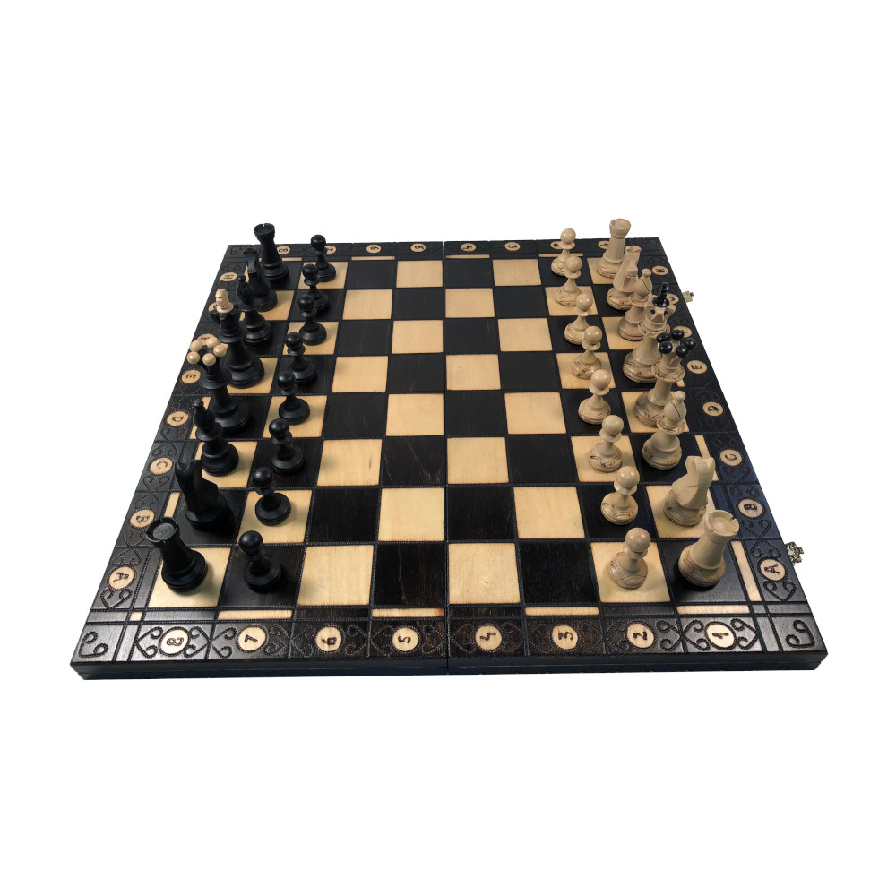 Wegiel Consul 19in Wooden Chess Set - Black