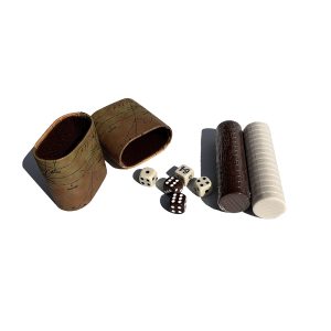 18n Backgammon Set In Brown Vinyl Map Design Case - Image 3