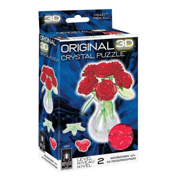 BePuzzled Original 3D Crystal Puzzle Roses in Vase Standard - Level 2