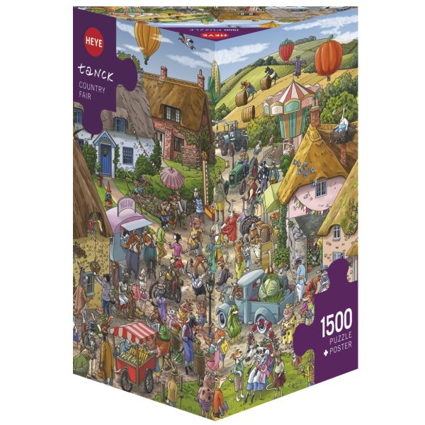 Heye Tanck Party Cats 1000 Piece 2024 Puzzle Poster Complete Triangle Box